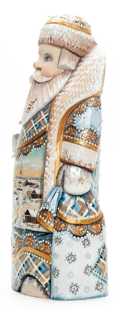 260 mm Santa with handpainted Russian Winter Carved Wood Hand Painted Collectible Figurine (by Natalia Nikitina Workshop)
