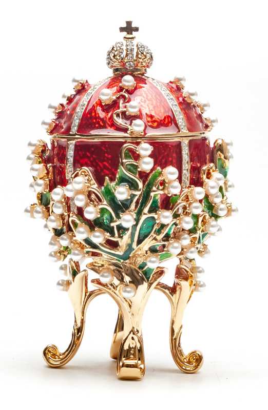 90 mm The Lilies of the Valley Red Easter Egg