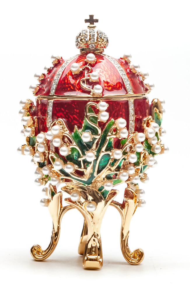 90 mm The Lilies of the Valley Red Easter Egg