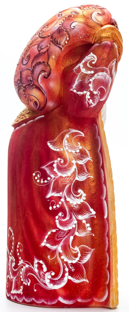 240 mm Santa with a Magic Staff and a Bag handpainted Wooden Carved Statue (by Igor Carved Wooden Figures Studio)