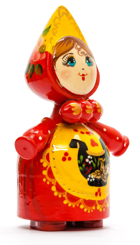 120 mm Russian Girl in Kokoshnik hand painted Wooden Doll (by Summer Shine)