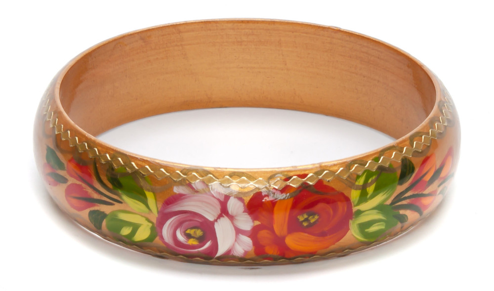 80x20 mm Zhostovo Hand Painted Bracelet (by Lada Workshop)