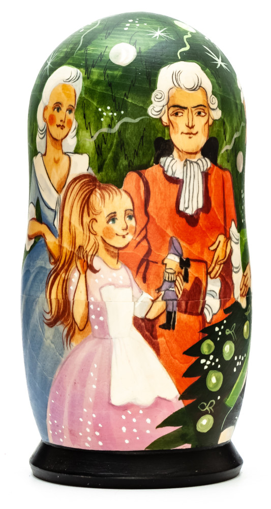 180 mm Nutcracker hand painted on wooden Matryoshka doll 5 pcs (by Alexander Famous Paintings Studio)