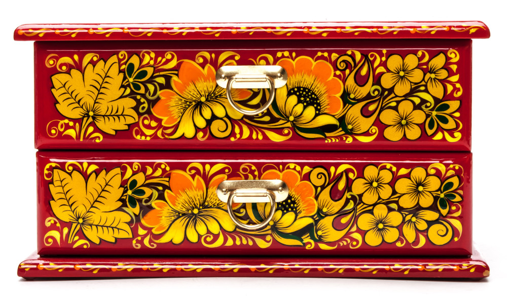 170x130 mm Khokhloma Painting Jewellery Wooden Box