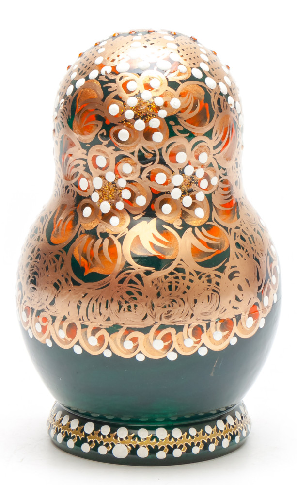 120 mm Russian North Pattern hand painted Wooden Matryoshka Doll 5 inside (by Snezana Studio)