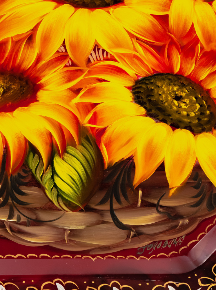  d 440 mm Zhostovo Patterns hand painted and lacquered by Golovina Metal Forged Tray (by Lada Crafts)
