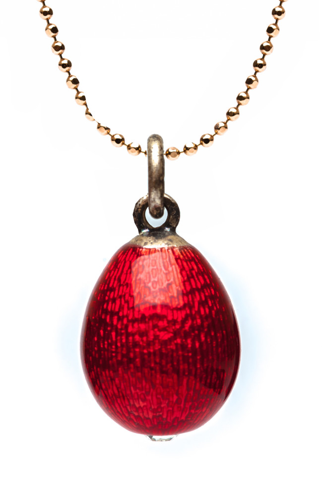Water Drop with a Gem Red Egg Pendant