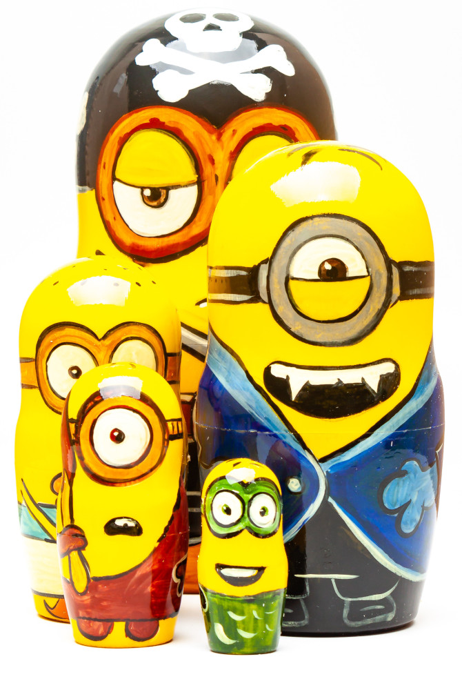 180mm Minions Hand Painted Matryoshka Doll 5 pcs (by Konstantin Studio)
