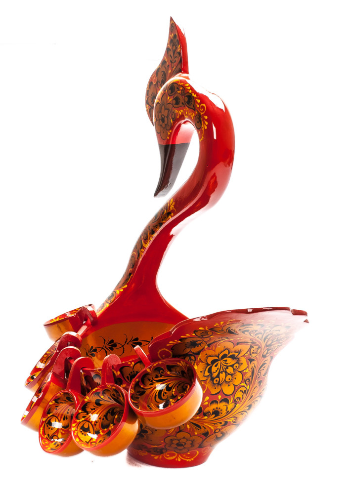 185x265 mm Duck Khokhloma hand painted wooden Ladle for Wine with small Ladles