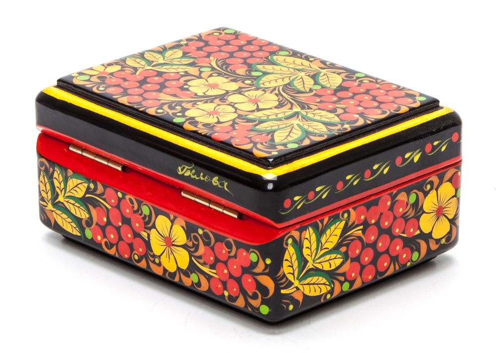 90x70 mm Khokhloma Painting Jewellery Wooden Box