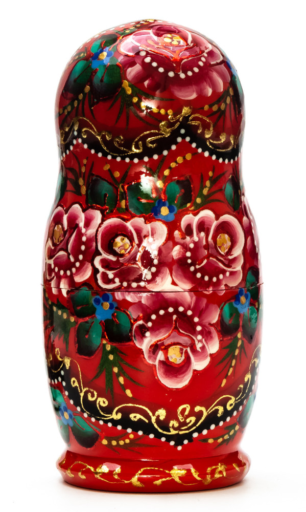  110 mm Flowers hand painted on wooden Matryoshka doll 5 pcs (by A Studio)
