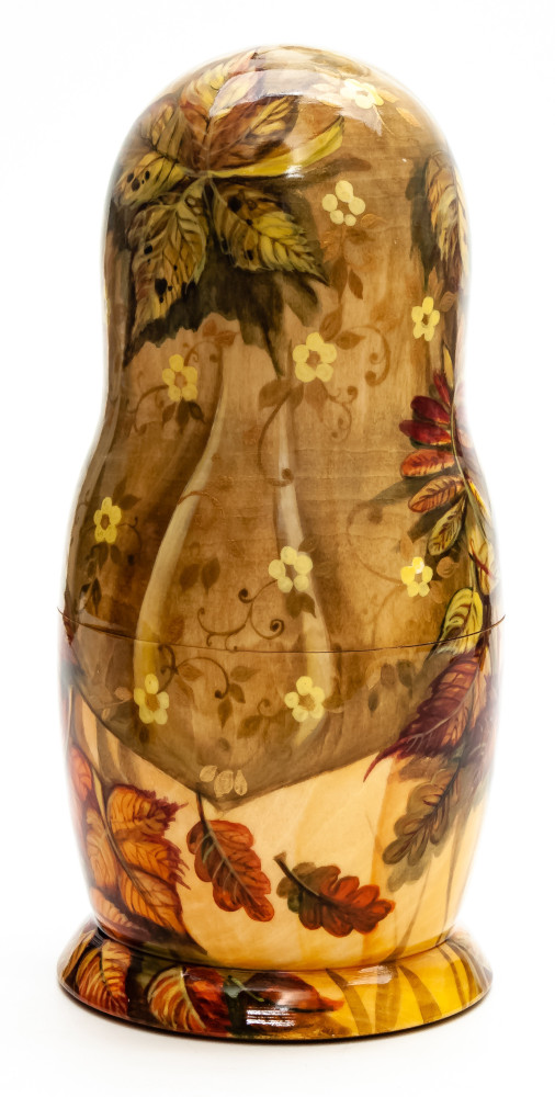180 mm Mother Cat with Kitten hand painted wooden Matryoshka 5 pcs (by Vasily Crafts)