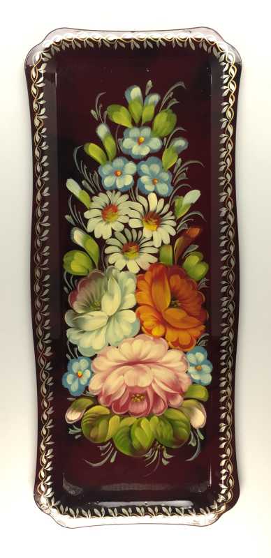 Zhostovo Hand Painted Metal Tray