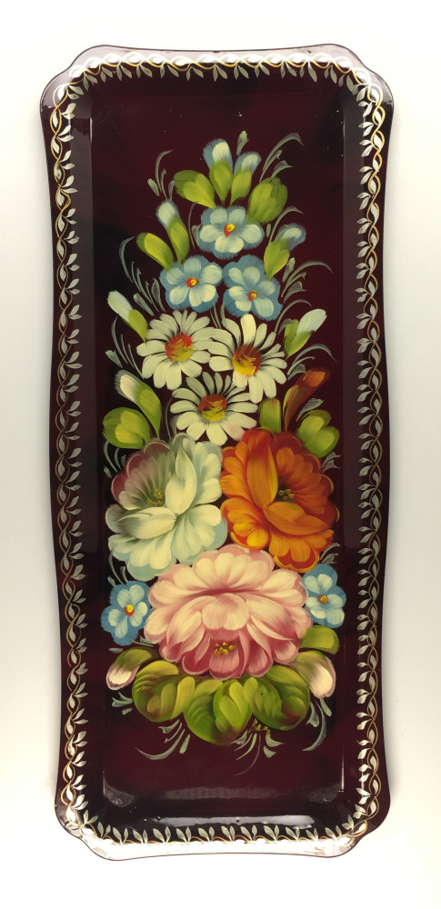 Zhostovo Hand Painted Metal Tray