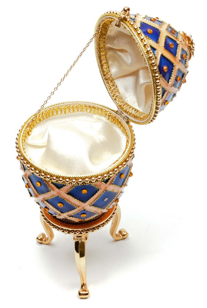 140 mm Music Rhombus Blue and Beige Easter Egg