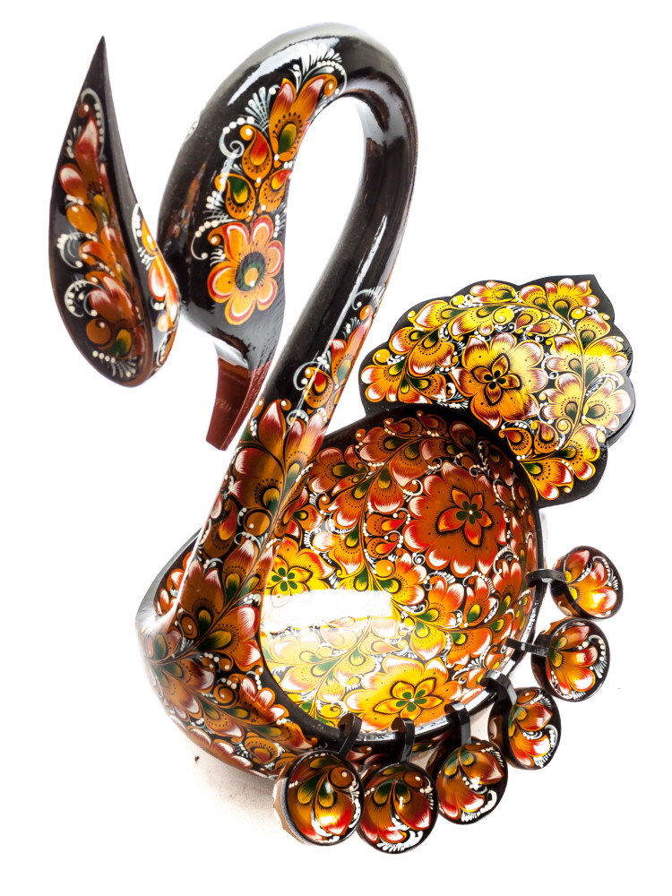 230x370mm Duck Khokhloma hand painted wooden Ladle for Wine with small Ladles
