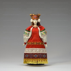 Russian Girl hand made Porcelain Doll in a National Dress and Kokoshnik - 11 Inches (by Le Russe)