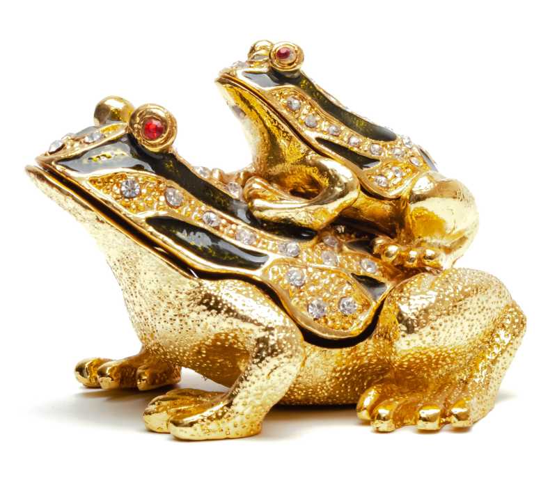 60 mm Little Frog Sitting on Mom's Back Faberge Jewelry Box