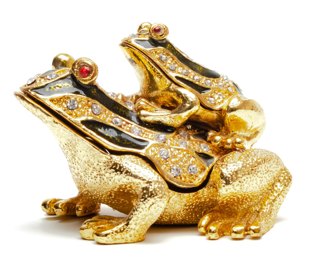 60 mm Little Frog Sitting on Mom's Back Faberge Jewelry Box