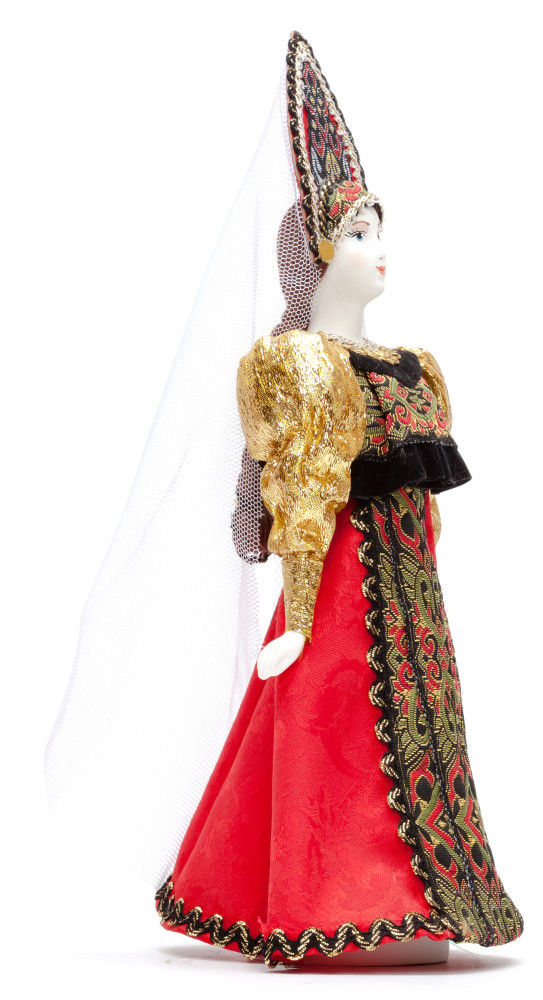 Porcelain Doll in a Russian Dress and Kokoshnik - 11 Inches (by Le Russe)