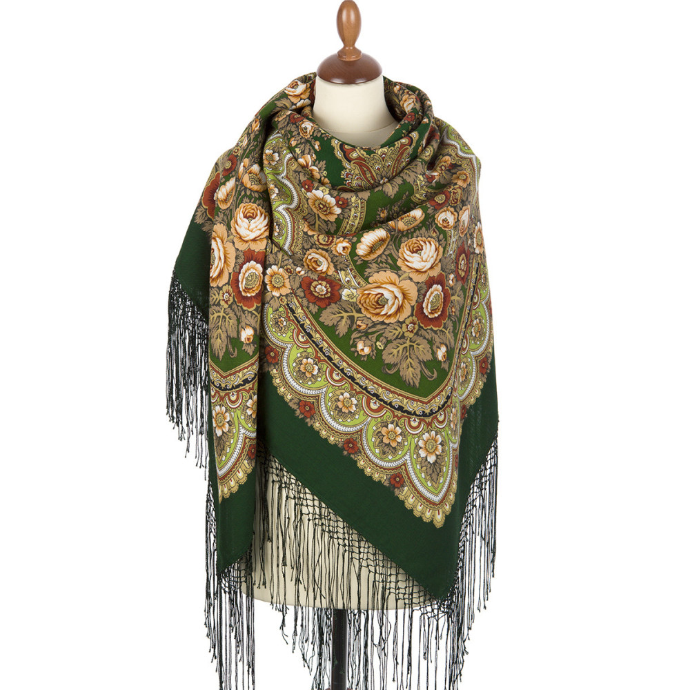 Shop Thick Woolen Fabric Shawls with Silk Fringe 148x148 cm Шаль «Посадский» online at Skazka.site | Eligible for fast shipping and free returns. Шаль «Посадский»