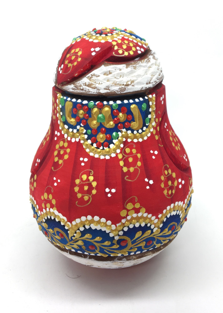 100 mm Santa Claus hand carved and painted wooden roly poly statue (by Natalia Workshop)