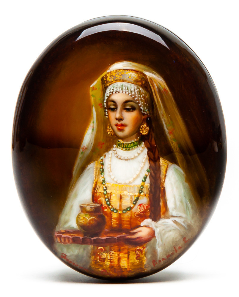 85x70mm Maiden Portrait Hand Painted Jewellery Box (by Alexander G Studio)