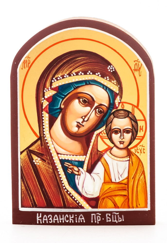 60x85 mm Kazanskaya Godmother handpainted wooden Icon (by Galina Studio)