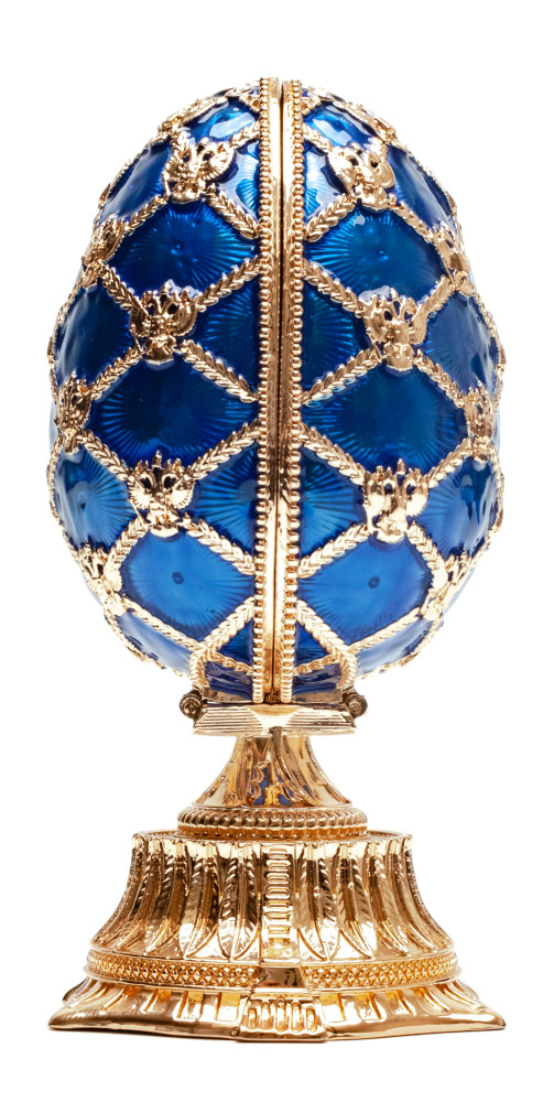 115 mm Blue Easter Egg with the Crown and Clock
