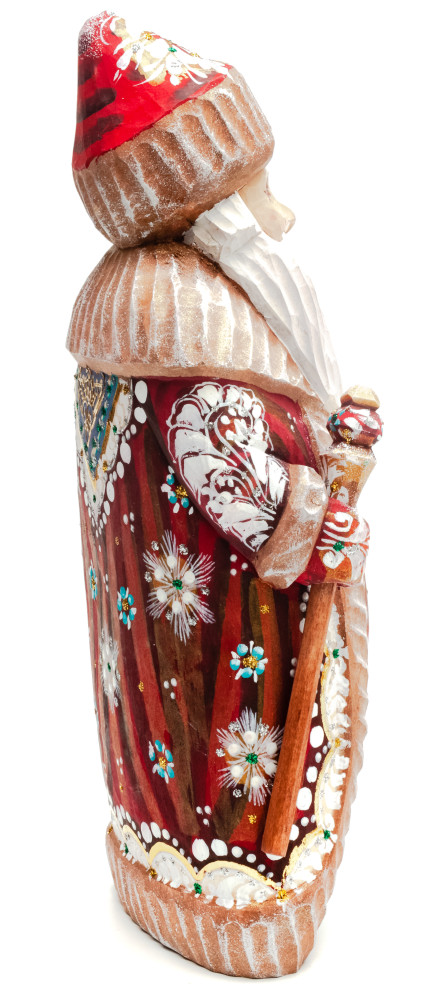 217 mm Santa Claus With a Staff And a Bag of Gifts (by Igor Carved Wooden Figures Studio)