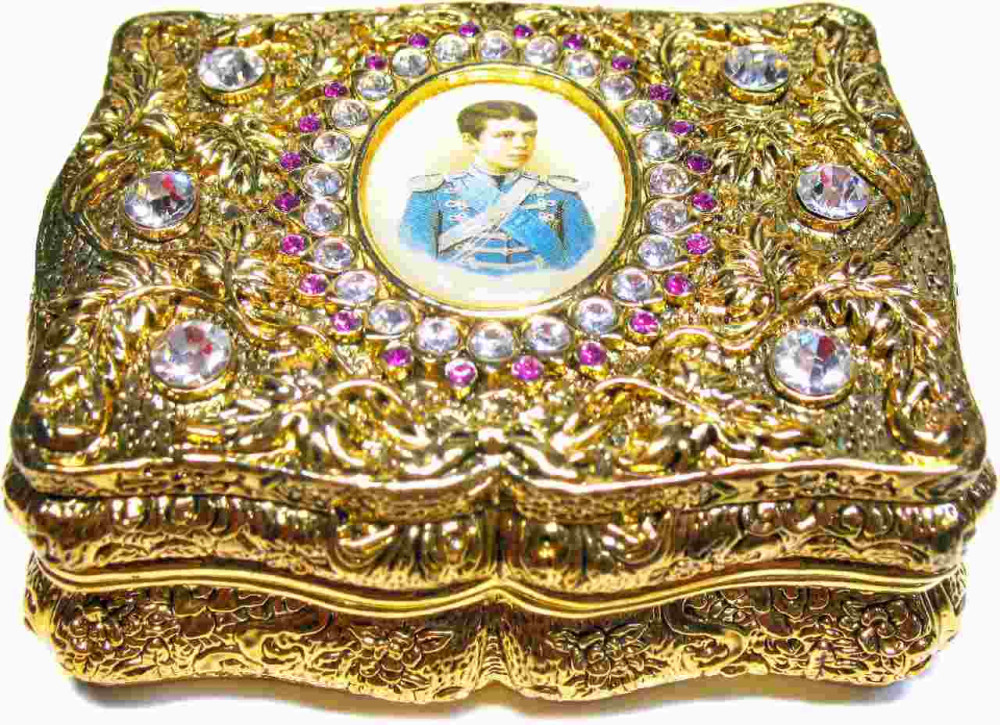 Шкатулка "Цесаревич Николай Александрович" со стразами, цвет страз розовый
