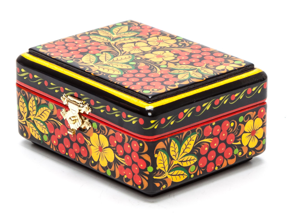 90x70 mm Khokhloma Painting Jewellery Wooden Box