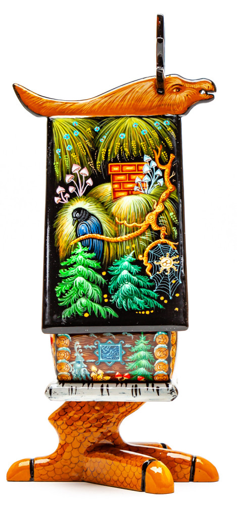 200x90mm The Hut on the Chicken Legs hand painted lacquered box from Palekh (by Pavel Studio)