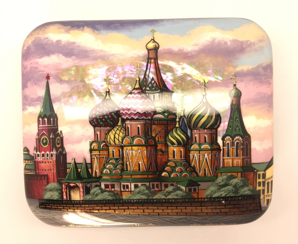 110 x 90 mm Moscow Winter hand painted lacquered box from Fedoscino (by Mihail Studio)