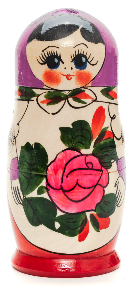 105 mm Violette Head Semenovskaya handpainted wooden Matryoshka Doll 5 pcs (by Ivan Studio)
