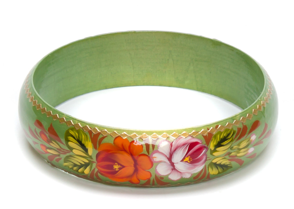 80x20 mm Zhostovo Hand Painted Bracelet (by Lada Workshop)