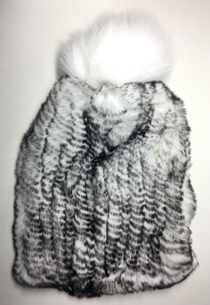 Cross Rabbit Hair Knitted Women Hat (by Skazka Furs)