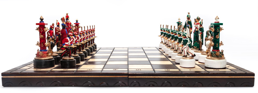 490x490 mm The Battle of Borodino handpainted figures on wooden Chess Board (by Fyodor Chess Studio)