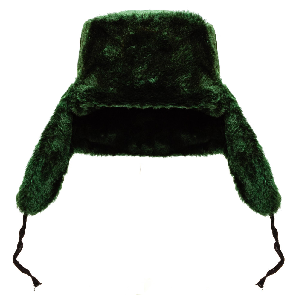 Russian Fur Ushanka Winter Hat (green, any size)