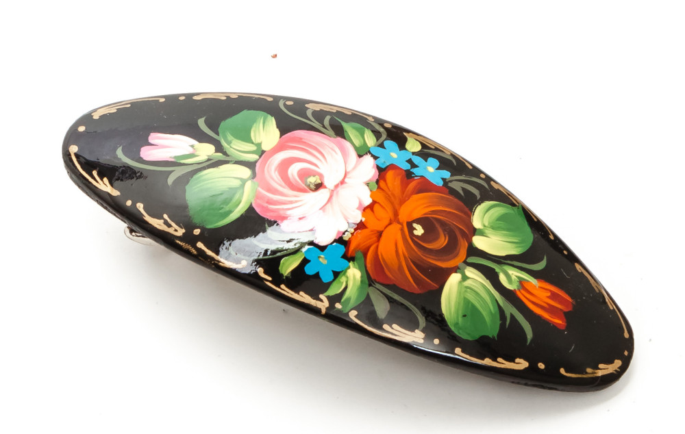 Lada Hair Clip Hand Painted Zhostovo Art