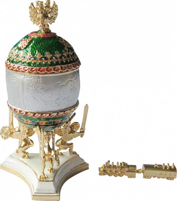 125 mm Trans-Siberian Train Green Enamel Easter Egg