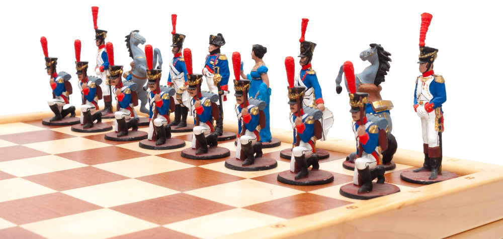 370x370 mm French Invasion of Russia handpainted figures on wooden Chess Board (by Fyodor Chess Studio)