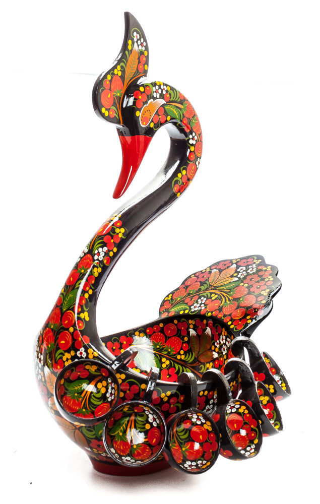 205x310 mm Duck Khokhloma hand painted wooden Ladle for Wine with small Ladles