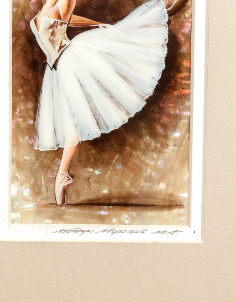 200x270 mm Ballerina hand painted on Nacre Fedoscino painting (by Tatiana Fedoscino Arts)