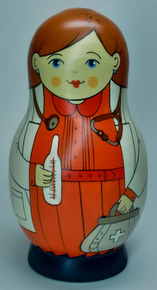 Shop Exclusive Nesting Dolls 125 mm Doctor hand painted Traditional Russian Wooden Matryoshka doll 5 pcs (by Igor Malyutin) online at Skazka.site | Eligible for fast shipping and free returns. 125 mm Doctor hand painted Traditional Russian Wooden Matryoshka doll 5 pcs (by Igor Malyutin)