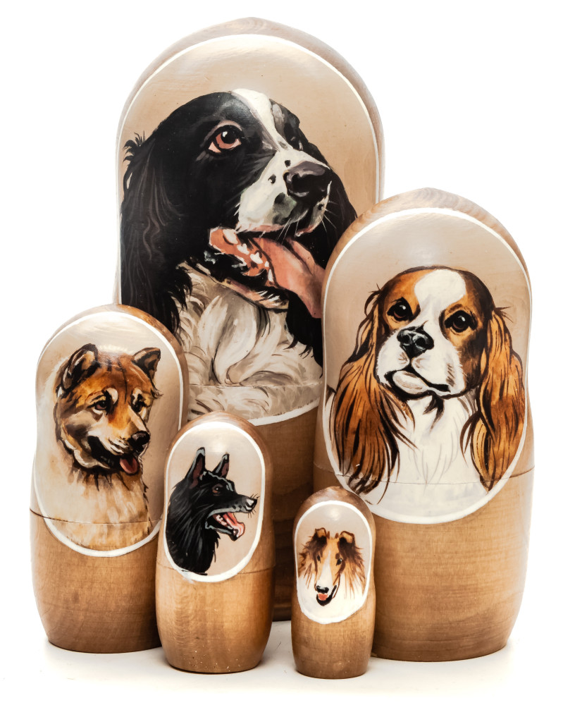 160mm Dog hand painted Matryoshka 5pcs (by Alexander Famous Paintings)