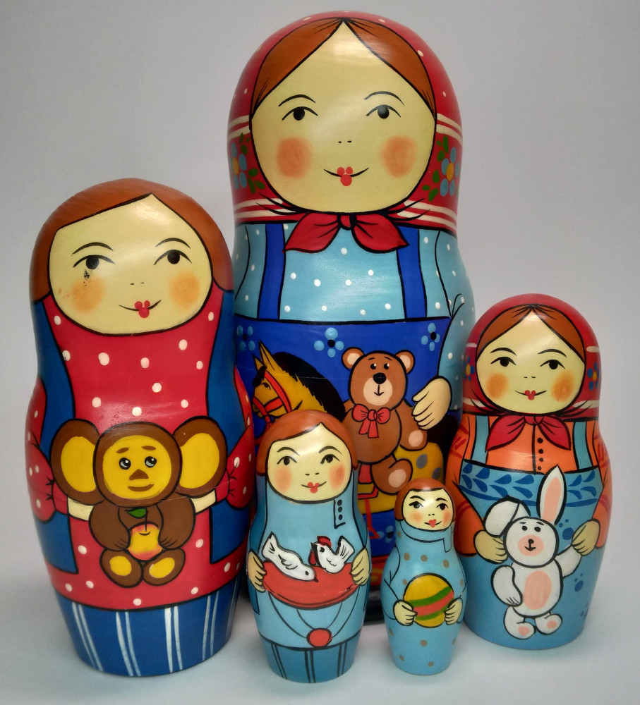 Shop Exclusive Nesting Dolls 160 mm Mother with Toy hand painted Traditional Russian Wooden Matryoshka doll 5 pcs (by Igor Malyutin) online at Skazka.site | Eligible for fast shipping and free returns. 160 mm Mother with Toy hand painted Traditional Russian Wooden Matryoshka doll 5 pcs (by Igor Malyutin)