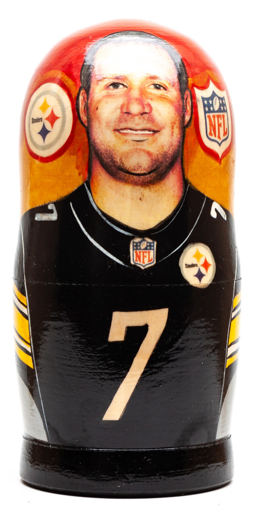 180mm Roethlis Berger from Pittscburg Steelers Hand Painted Matryoshka Doll 5 pcs (by Konstantin Studio)