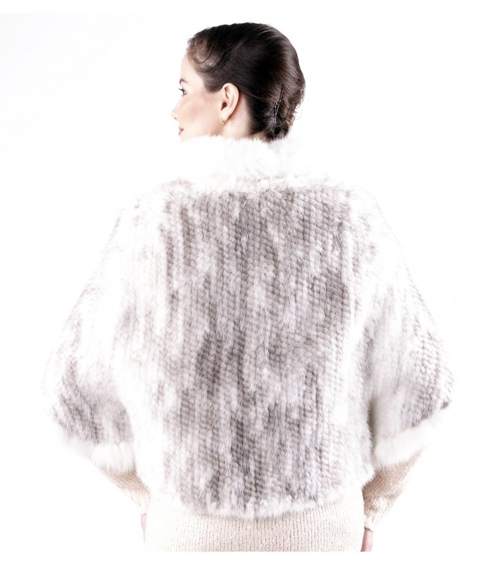 Cross Mink Fur Spiral Cape with Arctic Fox Collar