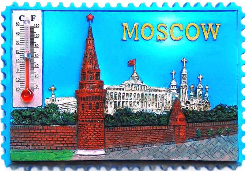 Магнит рельефный "Москва. Набережная" с термометром